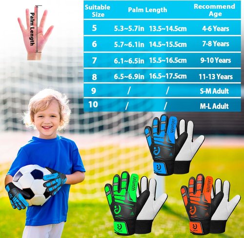 Jalunth Soccer Goalie Gloves - Youth Training Grip for Ages 4-14 | Anti-Skid Latex Palm