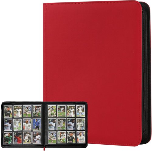 GERMUN Trading Card Binder - 12 Pocket Premium Card Holder for 720 Cards | Double-Sided Album (Red)