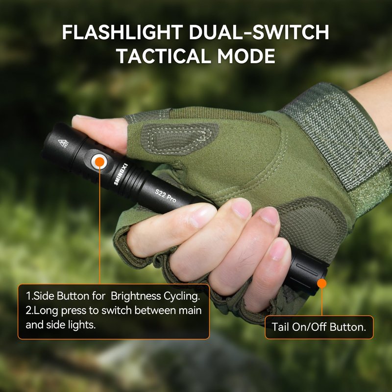 S22Pro EDC Tactical Dual Mode Rechargeable Flashlight, 1200 High Lumen Pen Light with 365nm UV Light, 2AA Dual Power Pocket LED Flashlight with Magnet for Car Repair Camping, Emergency, Outdoor