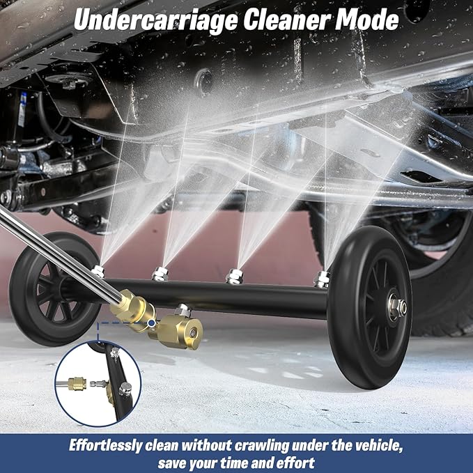 Undercarriage Pressure Washer Attachment, 16" Water Broom and Under Carriage Car Cleaner, Electric Power Wash Accessories with 3 Pieces Extension Wand, 1/4" Connector, 4000 PSI, Black