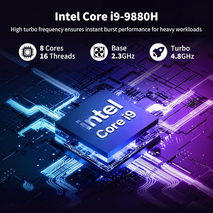 18.5 Inch Laptops, Core i9 CPU (Up to 4.8 GHz), 16GB RAM, 512GB SSD, WiFi-6 | 100% sRGB FHD Display, Win 11 Home, Backlit Keyboard, Numeric Pad Fingerprint Login, Laptop Computer for Business Students