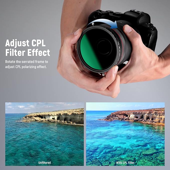 NEEWER 2 in 1 55mm Variable ND Filter ND2–ND32&CPL Filter No X Cross/30 Layer