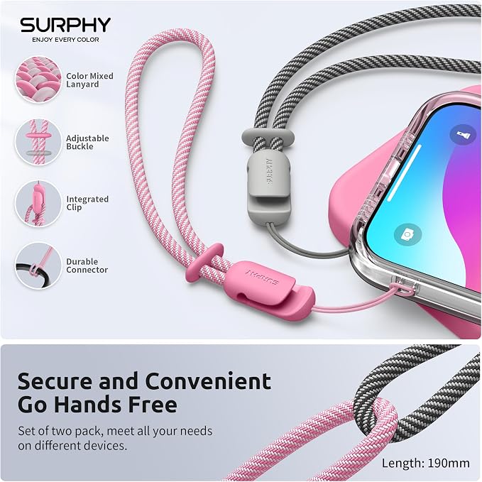 SURPHY 2 Pack Phone Lanyard for Cellphone Case, Phone Wrist Strap for Case