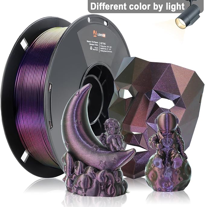 LOVOON 3D PLA Filament 1.75mm Sparkle Glitter, Burnt Titanium 3D Printer