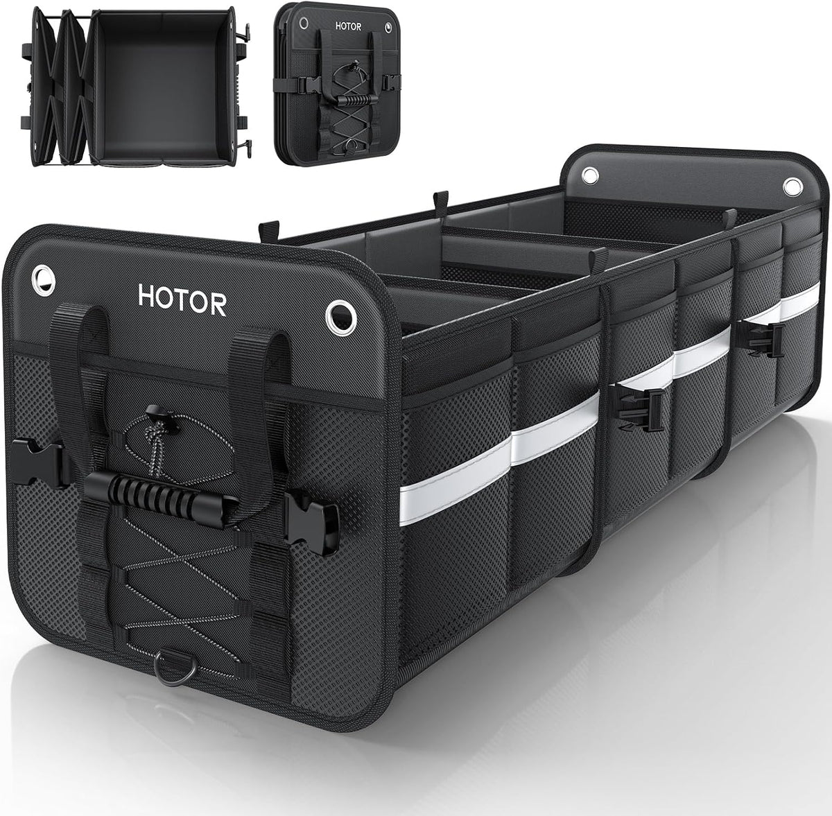 HOTOR Trunk Organizer for SUV – Car Storage Box with Reflective Strips, Collapsible Car Organizer with Large Capacity, Essential Car Accessories for Truck, Van & Sedan, Blue, 22.1" x 13.0" x 12.0"