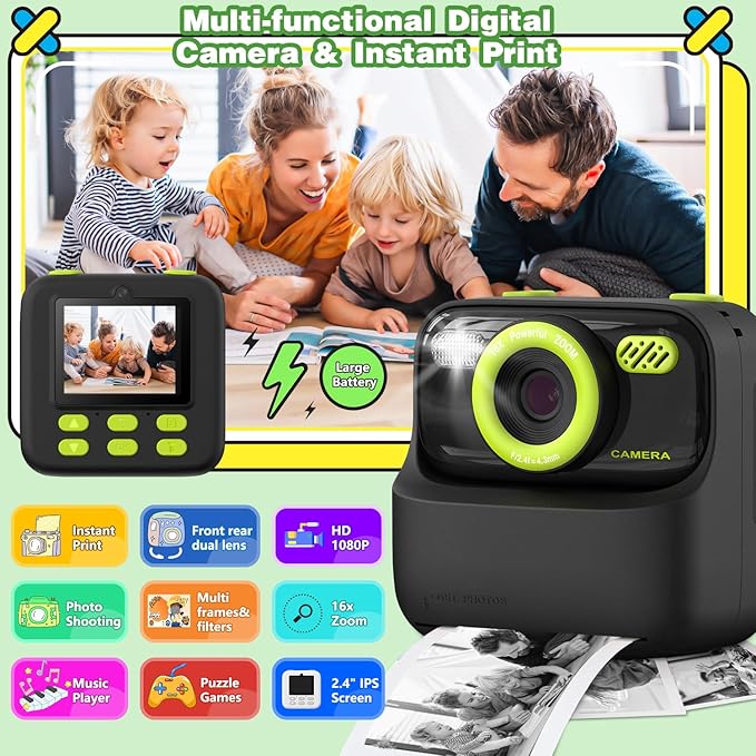 masterbee Kids Instant Print Camera, Birthday Gifts