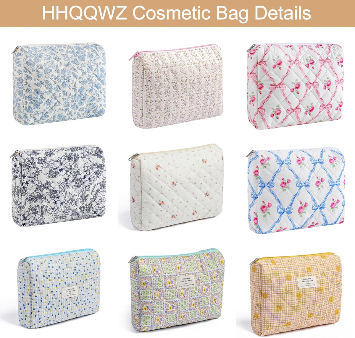 Makeup Bag Travel Cosmetic Bag for Women Girls, Zipper Make Up Pouch, Floral Flowers Toiletry Organizer Makeup, Portable Storage Cosmetic Travel Cloth Bag (L/Pink Floral)