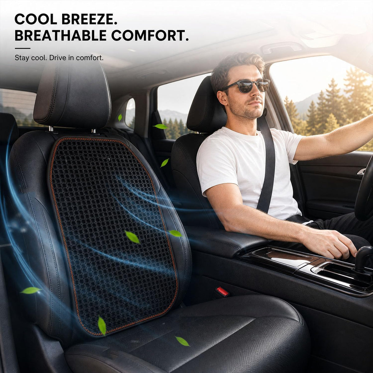 Cool and Breathable 3D air MESH car seat Cushion for Summer, Universal Ventilated Comfortable seat pad, Suitable for sedans, Vans, Pickup Trucks, and SUVs (Black Back cushion-1PCS)