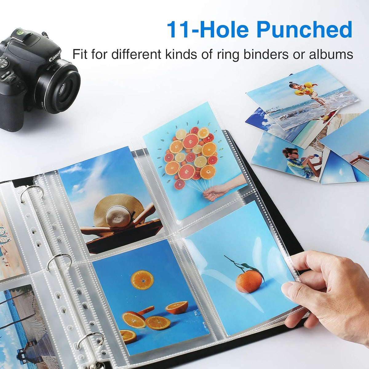 Sooez Photo Sleeves - 30 Pack Heavy Duty Plastic Page Protectors for 3 Ring Binder | 3.5x5 Clear Inserts
