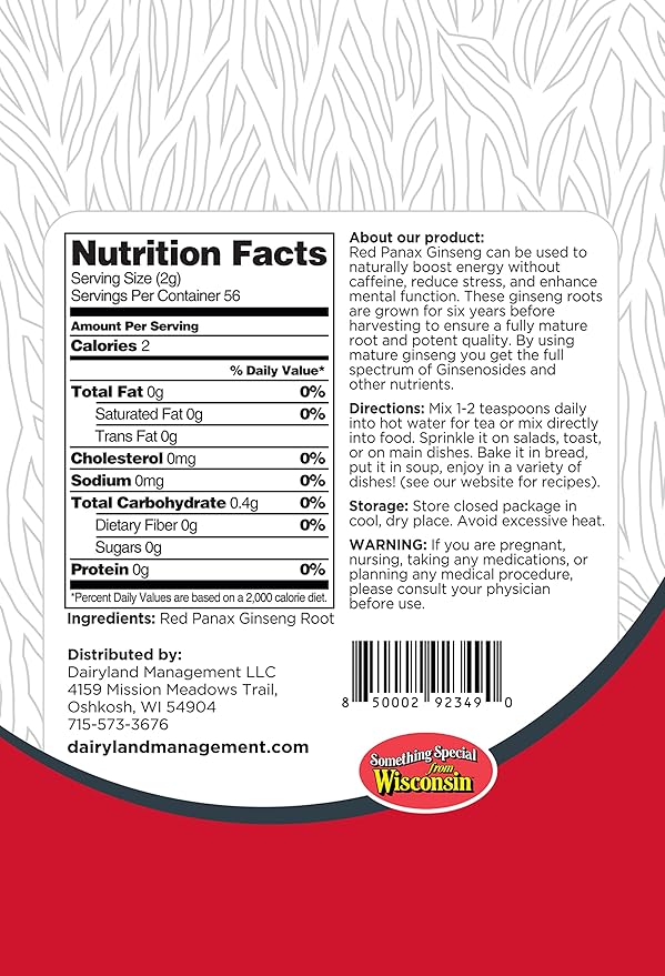 Red Panax Ginseng Powder with Natural Ginsenosides (8 oz)- Supports Healthy Energy, Vitality, Mood and More, Korean Panax Ginseng Root Powder for Smoothies, Coffee or Drinks (1 Pack)