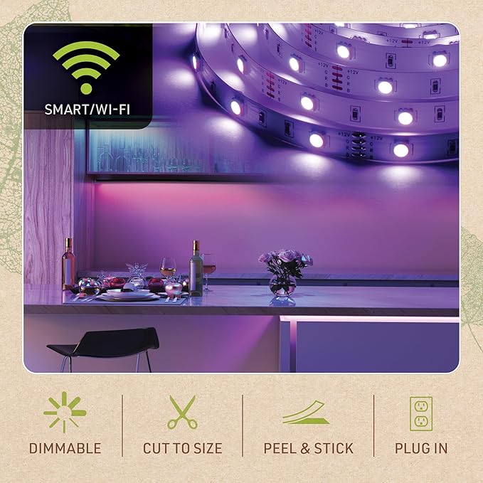 Multicolor RGBW Smart LED Strip Light Kit, 16ft with Remote 351123