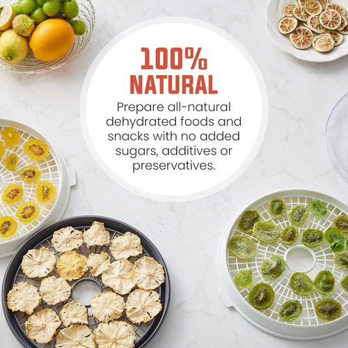Elite Gourmet Digital Food Dehydrator - 5 BPA-Free SlimStore™ Trays, Adjustable Timer & Temperature, White