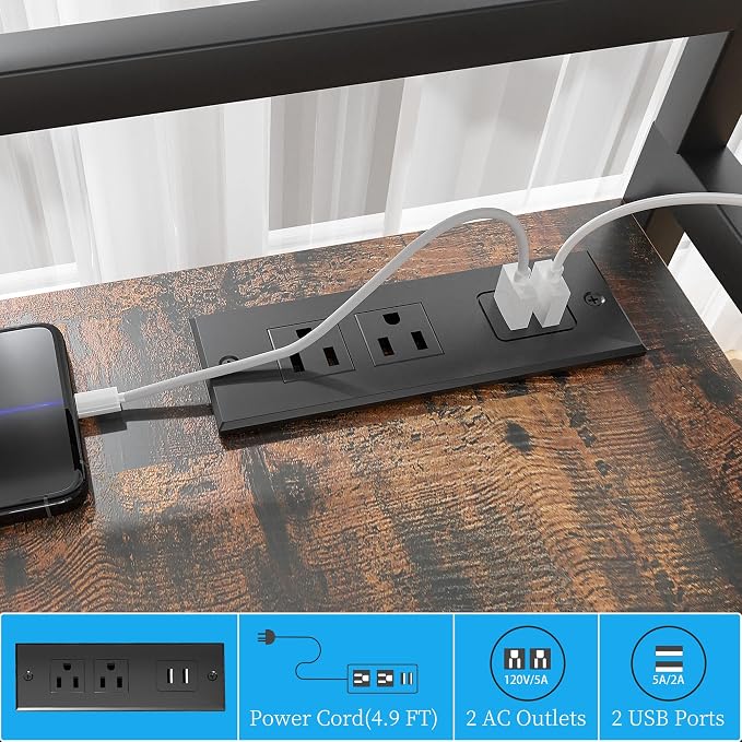 Kepproty 3D Printer Stand with Power Outlet, Rolling Storage Cart w/Filament