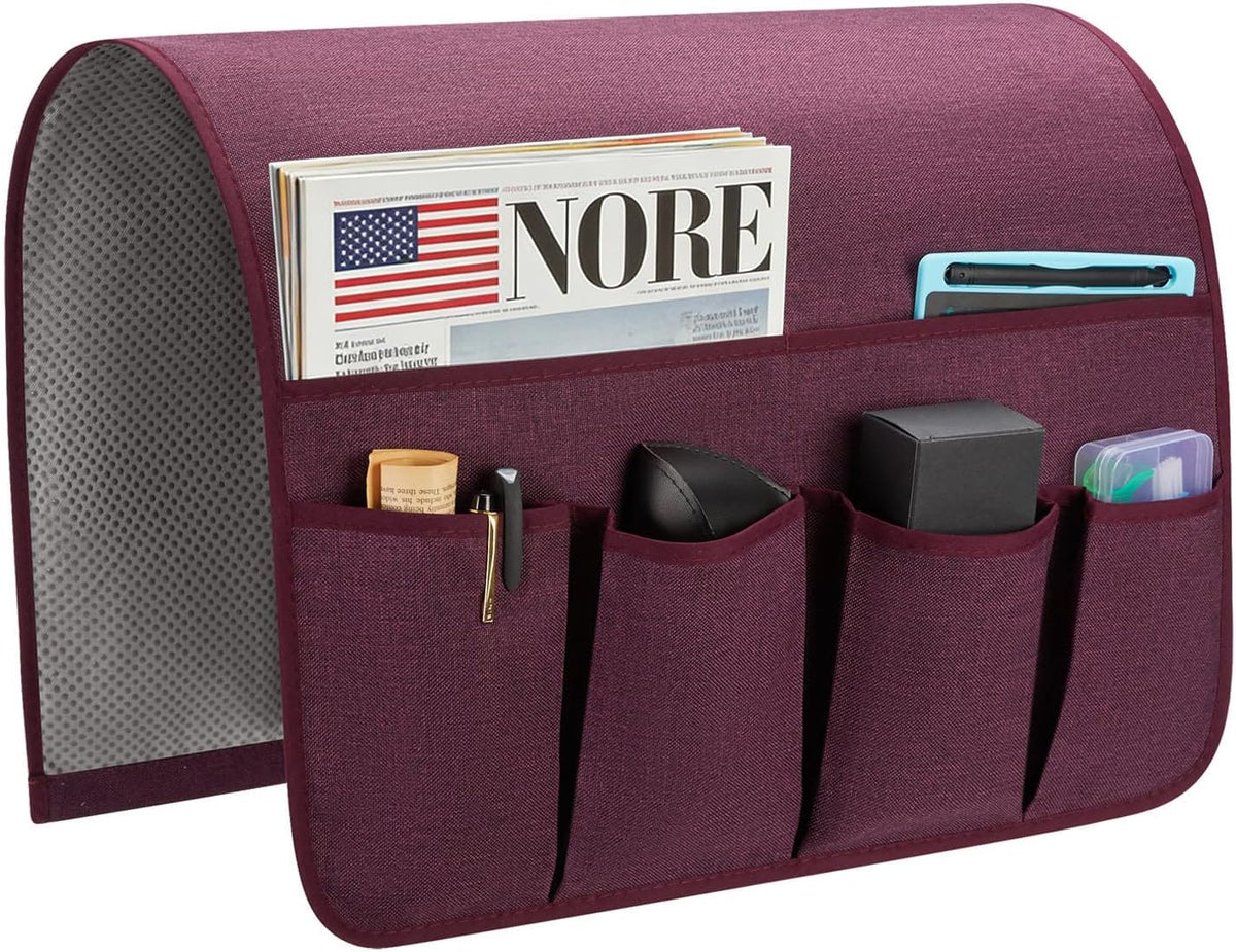 Sofa Armrest Organizer, Remote Control Holder for Recliner Couch, Arm Chair Caddy with 6 Pockets for Magazine, Tablet, Phone, iPad