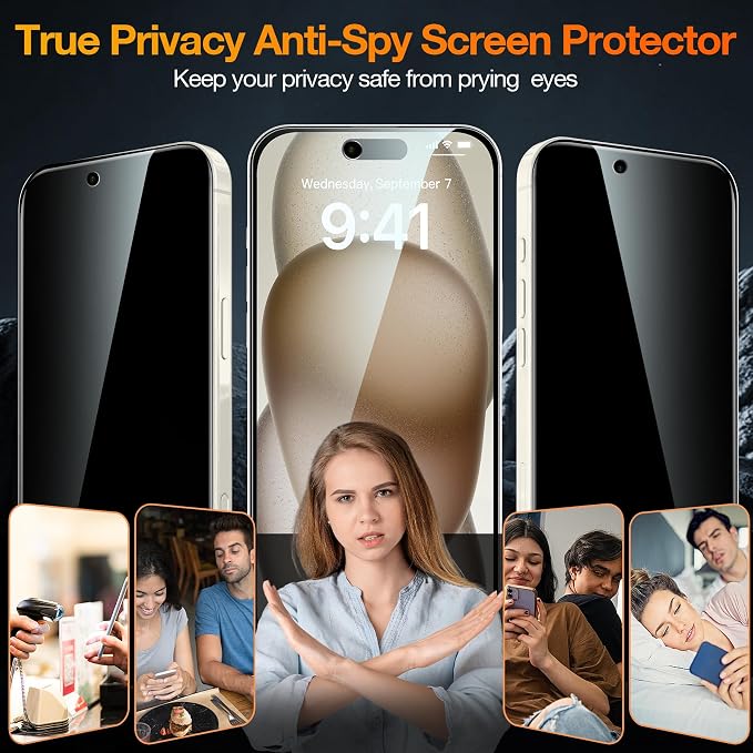 YMHML 3 Pack Compatible for iPhone Air Privacy Screen Protector Tempered Glass