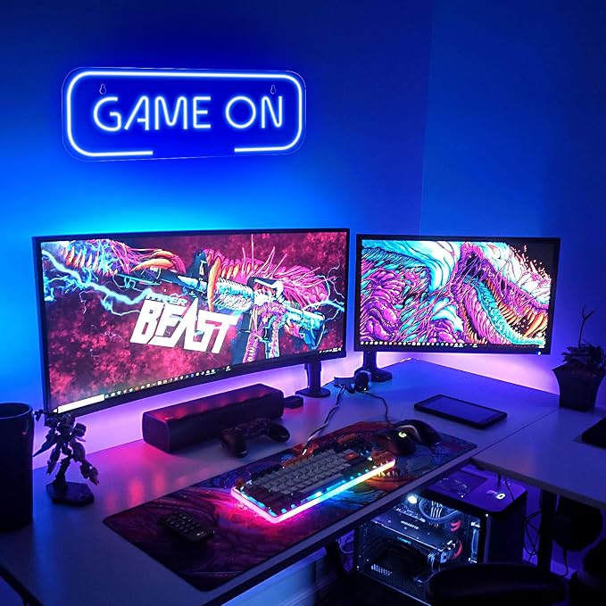 Kavaas Gaming Neon Sign, Game On Neon Sign