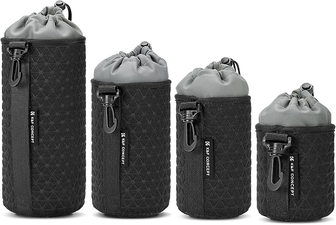 K&F CONCEPT 4 Pack Camera Lens Pouch Set, Drawstring Lens Protective Bag