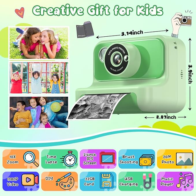Kids Camera Instant Print, Christmas Birthday Gifts