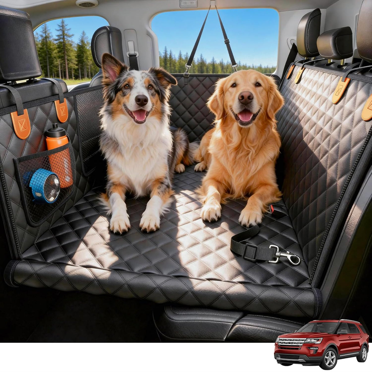 Wigoo Dog Car Seat Cover for Back Seat, Hard Bottom Support, Anti-Scratch
