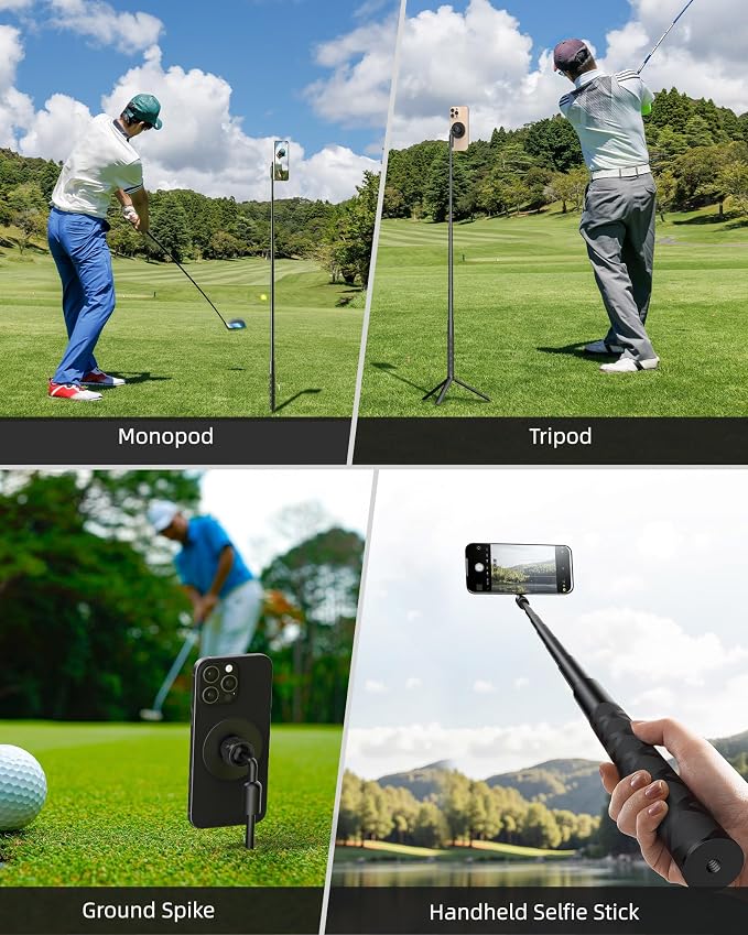 Monopod and Tripod Selfie Stick to Record Golf Swing Training Aid, Magnetic