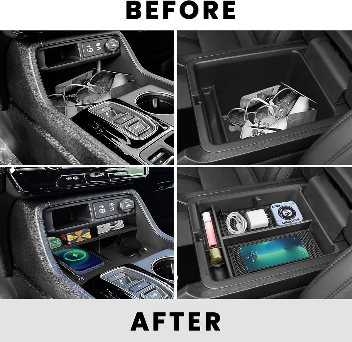 2PCS Center Console Organizer for 2023-2026 Honda Pilot/26 Passport