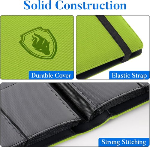Fabmaker Premium 9 Pocket Card Binder - Sturdy Album for 360 Cards | Sleek Green Trading Card Holder