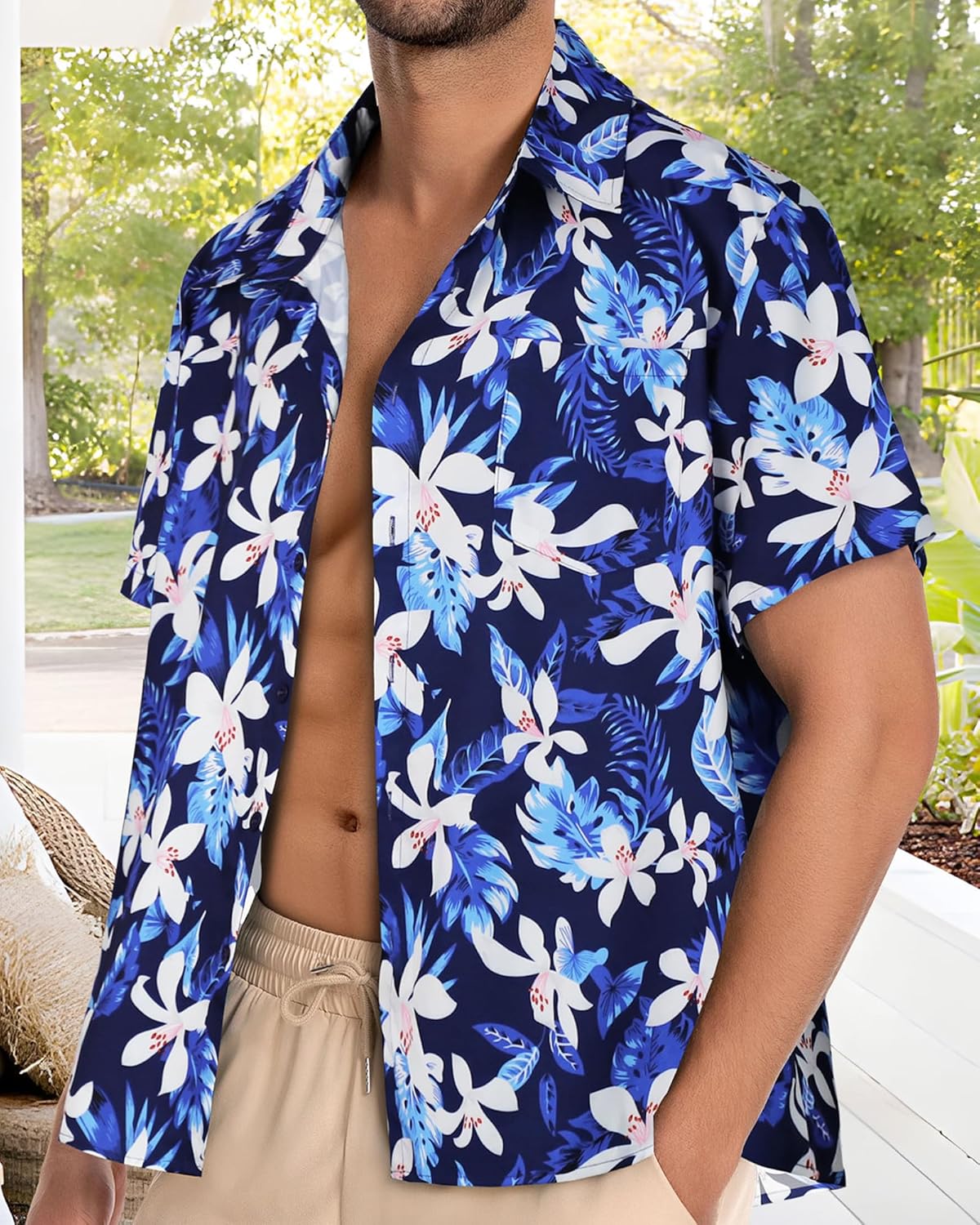 Skiennix Men's Hawaiian Shirt - Short Sleeve Casual Beach Top with Pocket | Summer 2026 Style