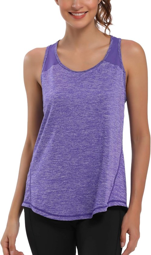 Aeuui Women's Racerback Workout Tank Tops - Breathable Mesh Yoga Shirts for Athletic Performance