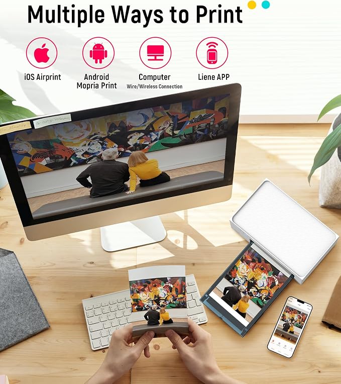Liene M100 4x6'' Photo Printer, Wi-Fi Picture Printer, 20 Sheets, Full-Color