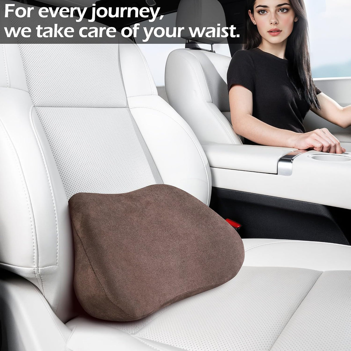 Lumbar Support Pillow for Car Lower Back Cushion, Brown, 2 Packs