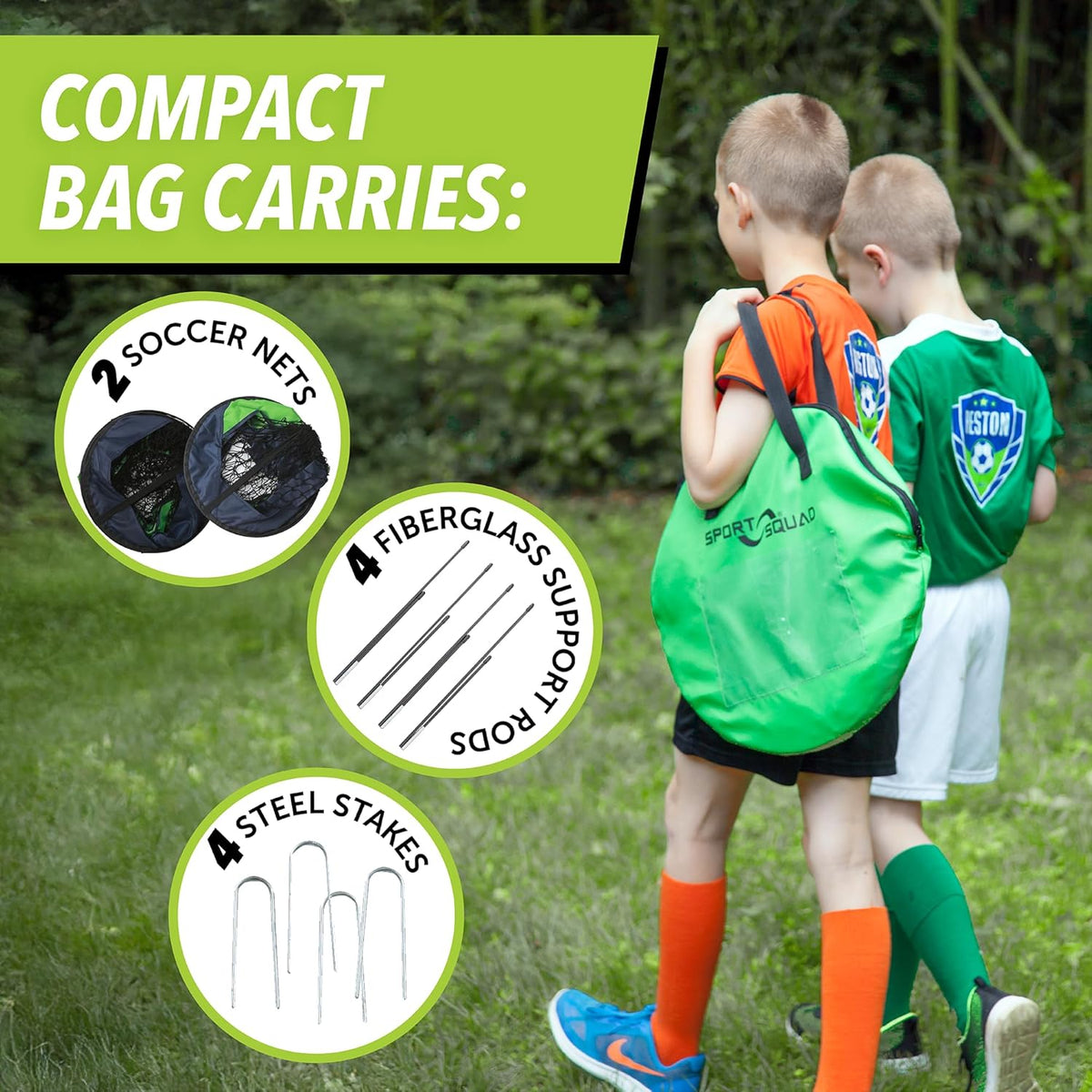 Sport Squad Portable Soccer Goal Set - Easy Setup for Backyard Play | Adjustable Size