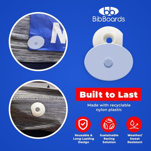 BibBoards BibSNAPS Clear Race Bib Clips - Secure Fasteners for Running & Cycling - Easy to Use, Non-Magnetic (4 Pack)