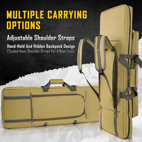 DULCE DOM Double Rifle Case - Soft Gun Bag for Rifles & Pistols | Tactical Storage Backpack (32-52 Inch)