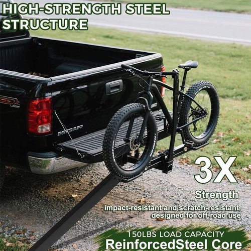 Heavy Duty Bike Rack Ramp by Upgraded - Foldable E-Bike Loading Ramp | Supports 150 LBS, Two Hook Types