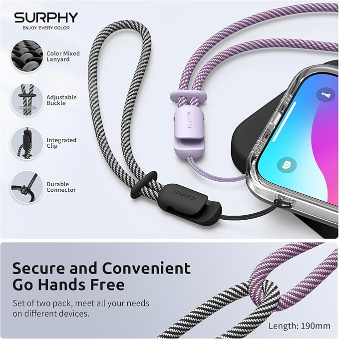 SURPHY 2 Pack Phone Lanyard for Cellphone Case, Phone Wrist Strap for Case