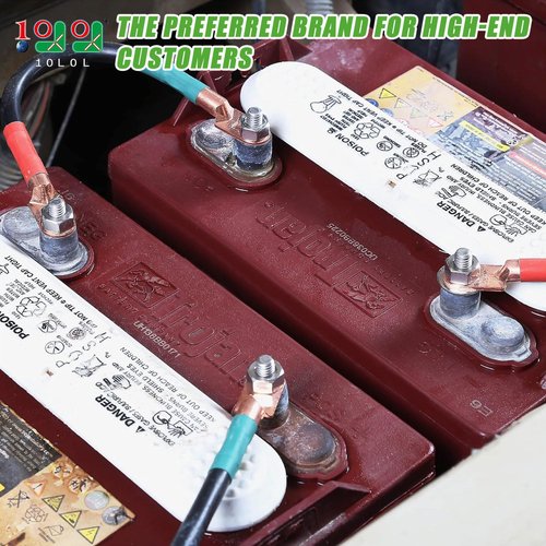 10L0L Golf Cart Battery Cables 4 Gauge for 36v & 48v EZGO TXT 1994-UP, AC/DC Wire Welding Battery Pure Copper Flexible Cable with Heavy Duty Terminal Connector-Red & Green