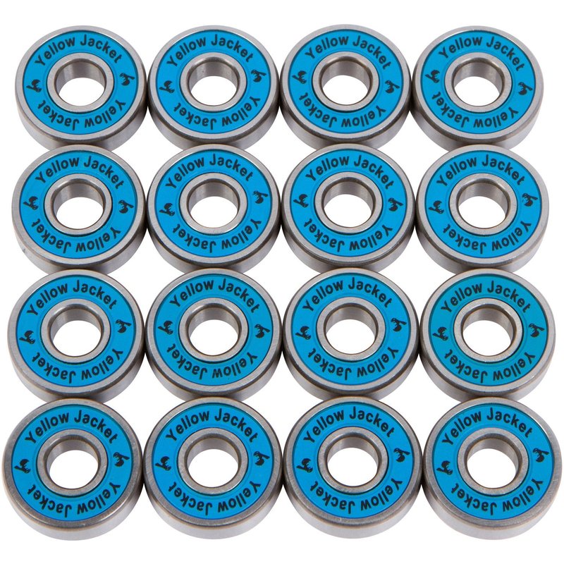 Yellow Jacket Premium Inline Skate Bearings, Roller Skate Bearings, 608, ABEC 9, Bomber Blue (Pack of 16)