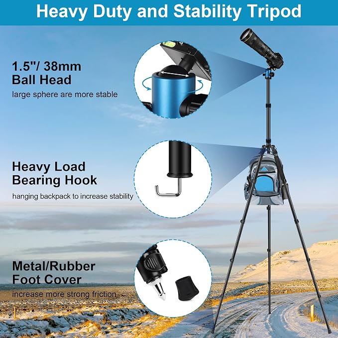 JOILCAN Tripod for Camera, Heavy Duty Travel Tripod for Binoculars Spotting