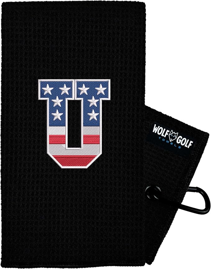 Wolf Golf Towels USA Monogrammed Personalized Golf Towel | Custom Golf Towels for Golf Bags for Men or Women