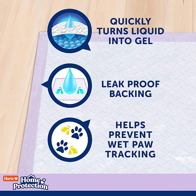 Hartz Home Protection Super Absorbent Odor Eliminating Lavender Scented No Leaks Dog Pads, 100 Count