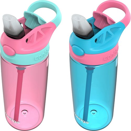 Contigo Aubrey Kids Water Bottle - 20oz Spill-Proof, Dishwasher Safe, BPA Free | Azalea/Jade & Blue Raspberry (Pack of 8)