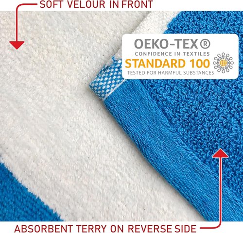 Cabana Stripe Beach & Pool Towels - Soft, Absorbent Eco-Friendly Terry & Velour | 30in x 60in (6 Pack)