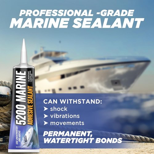 FORTIVO 5200 Marine Sealant - Fast Cure, High Bond Strength, UV Resistant | Black 3oz for Boats & RVs