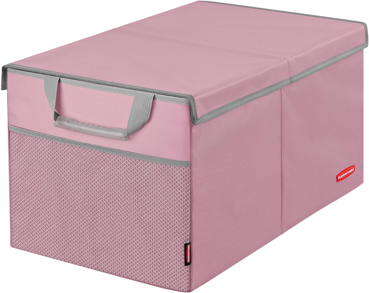 Rubbermaid Car Organizer, Collapsible Trunk Organizer, Multi-Compartment Car Storage Organization for Car Accessories, 2 Compartments With Cover, 21.65"*14.17"*12.2" - Pink