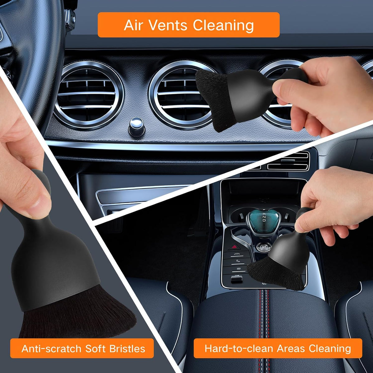 Qydipclin 10pcs Windshield Cleaner Tool, Car Window Cleaning Wash Kit with 4 Reusable Microfiber Pads 1 Spray Bottle and Extendable Handle Auto Glass Wiper Kit, Orange