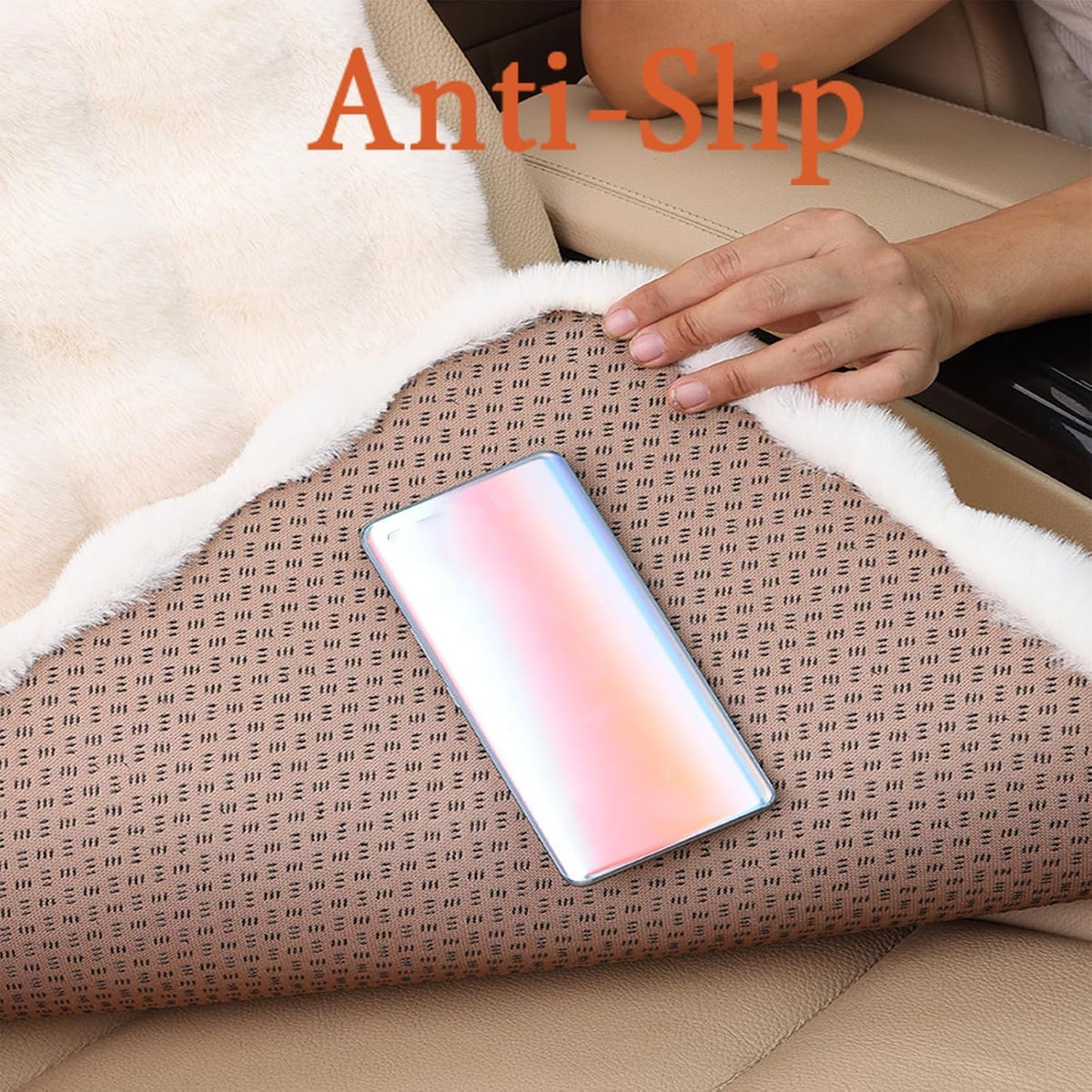 Luxury Thickened Plush Car Seat Cushion Set,Soft Fluffy Protector Warm Faux Rabbit Fur Non-Slip Front and Back Seat Covers (Pink,6pcs)