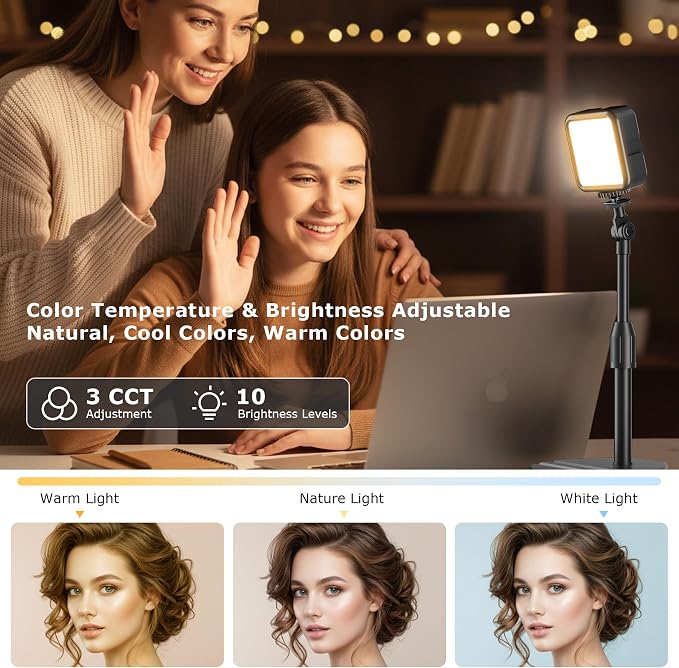 2-Pack Portable Rechargeable LED Video Light, Battery Powered Photography