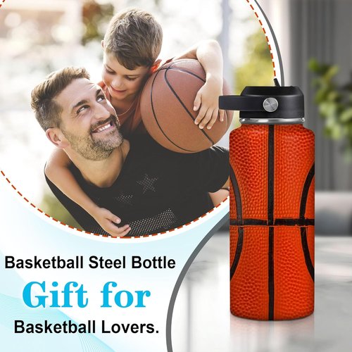 Hyturtle Personalized Basketball Water Bottle - Insulated Stainless Steel, Leak-Proof | 18oz & 32oz Sizes - Perfect Gift for Basketball Lovers