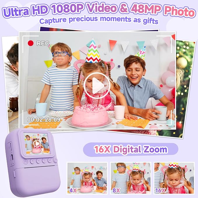 Kids Camera Instant Print, Portable Toddler Camera Toys