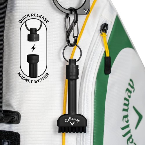 Callaway Golf Mini-Mag Magnetic Club Brush - Compact Groove Cleaner with Detachable Magnet & Durable Nylon Bristles